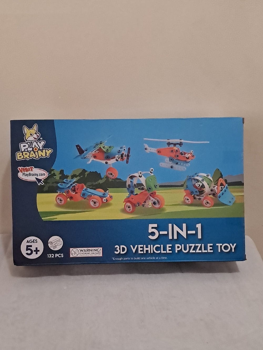 5-in-1 3D Vehicle Puzzle Toy - Blue & Orange